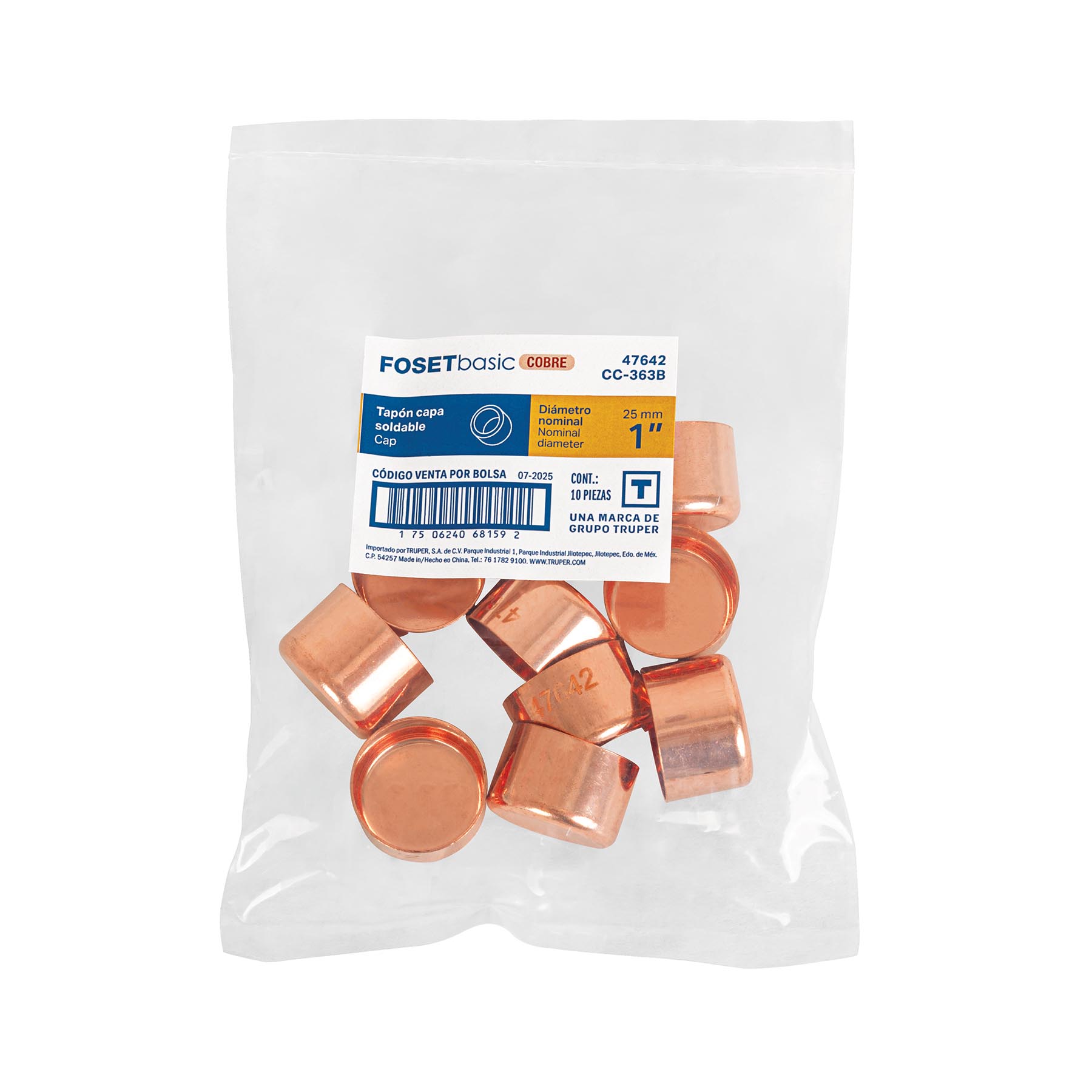 Tapón capa, de cobre,1', Basic