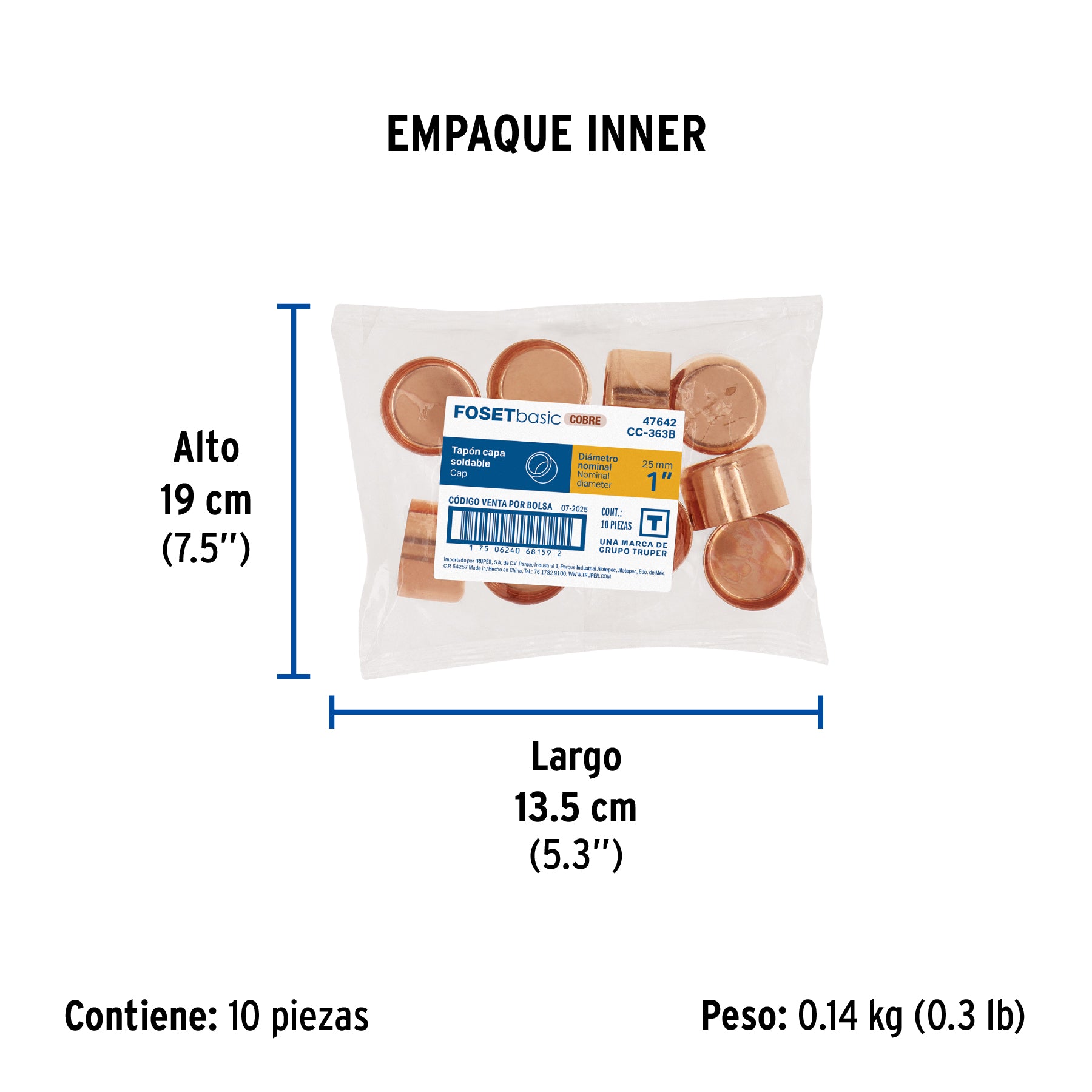 Tapón capa, de cobre,1', Basic