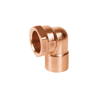 Codo 90° de cobre, rosca interior 3/4"