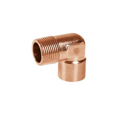 Codo 90° de cobre, rosca exterior 1/2"