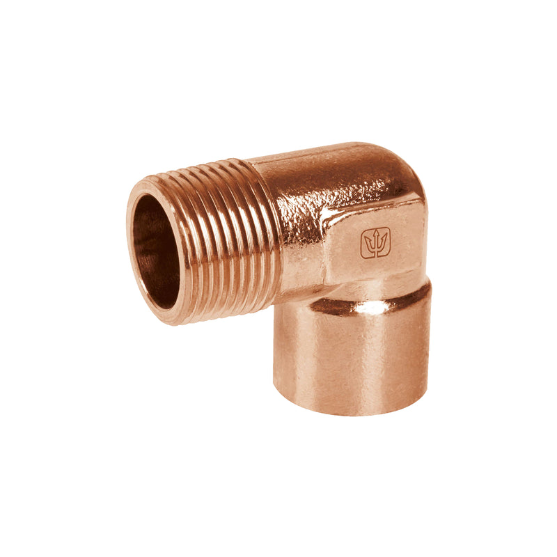 Codo 90° de cobre, rosca exterior 1"