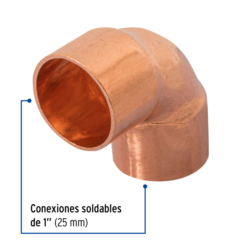 Codo 90° de cobre de 1"