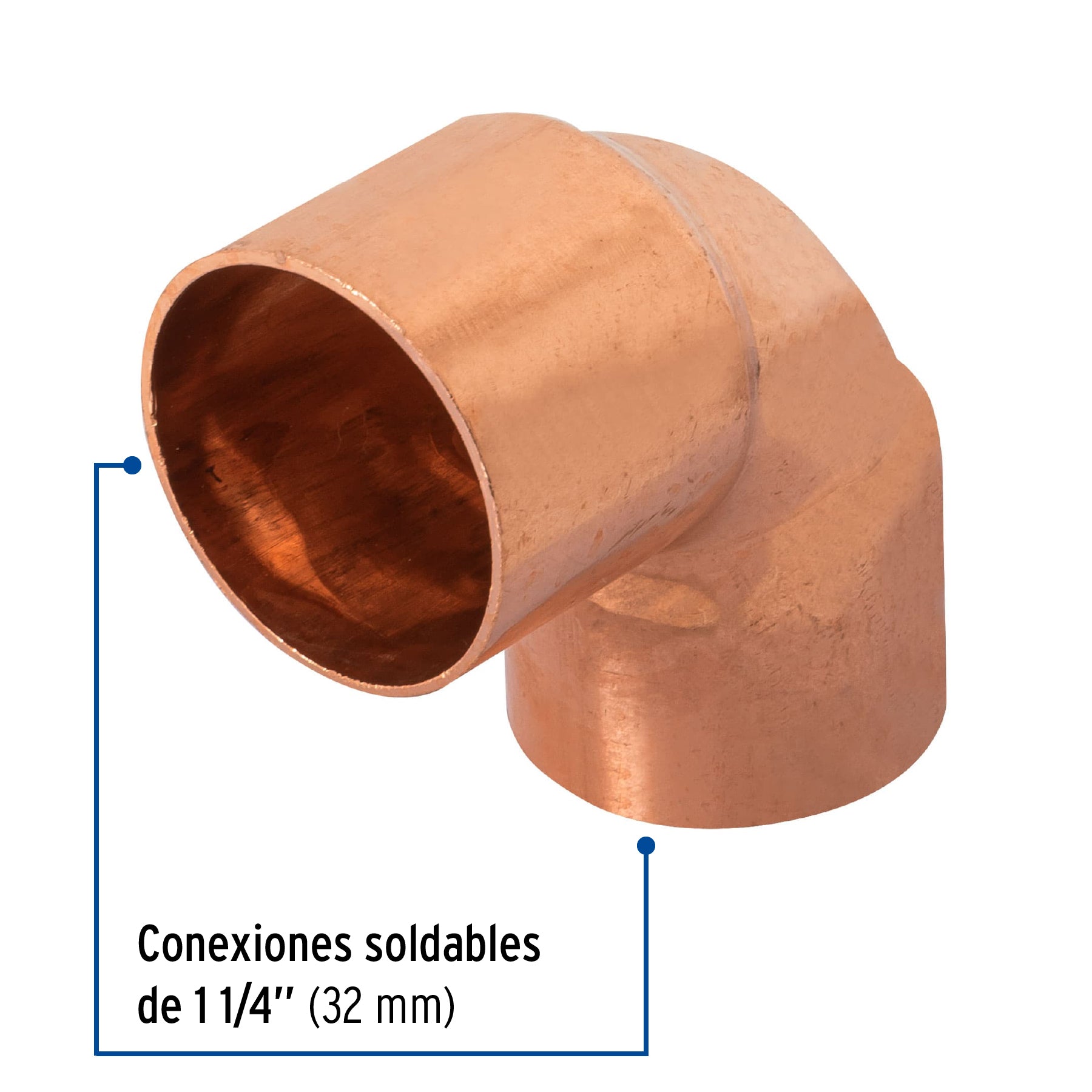 Codo 90° de cobre 1-1/4"