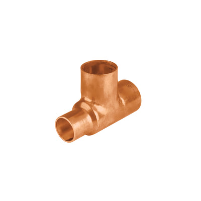 Tee de cobre reducida, 3/4" x 1/2" x 3/4"