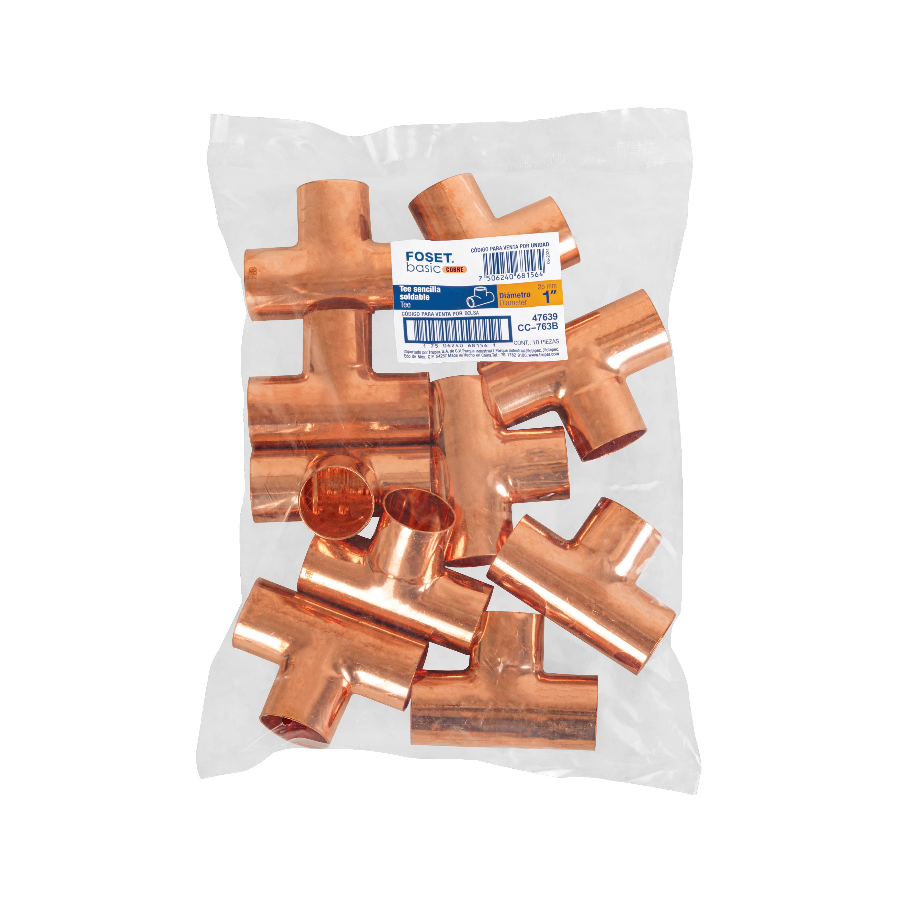Tee de cobre sencilla, 1', Basic