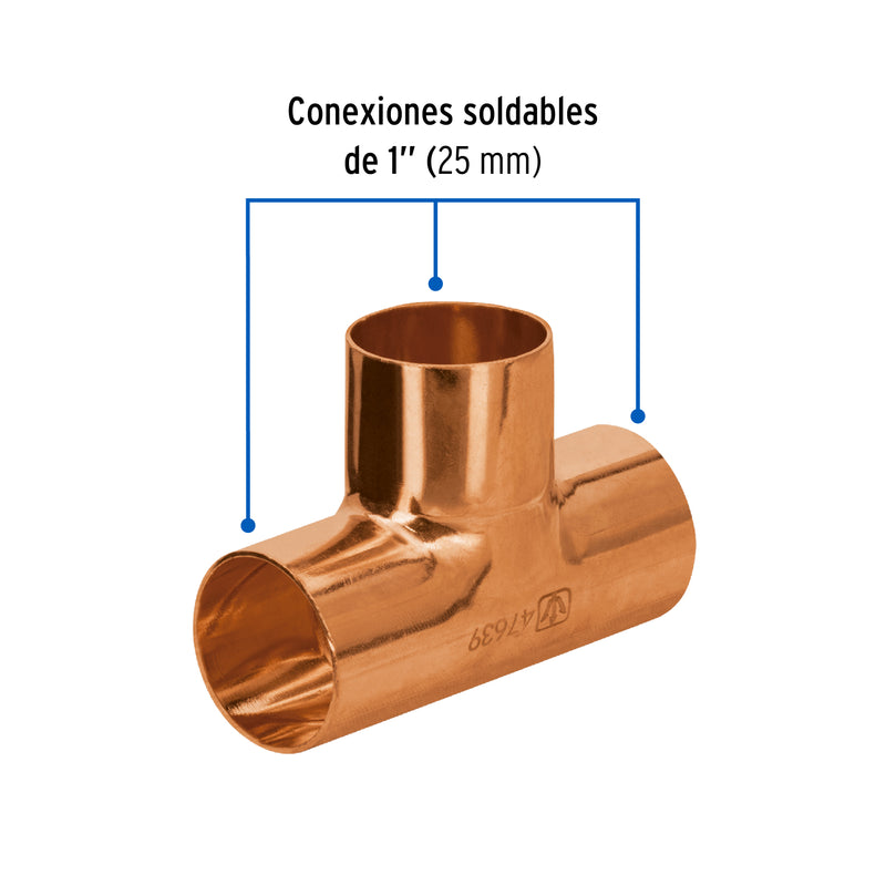 Tee de cobre sencilla, 1', Basic