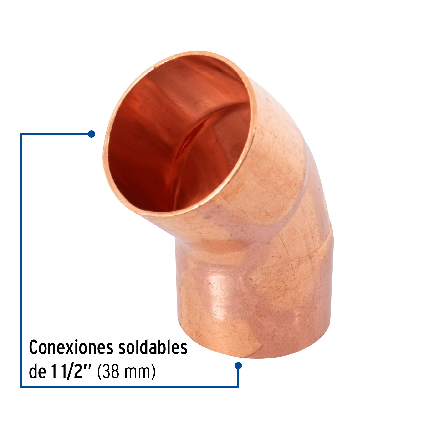 Codo 45° de cobre 1-1/2"