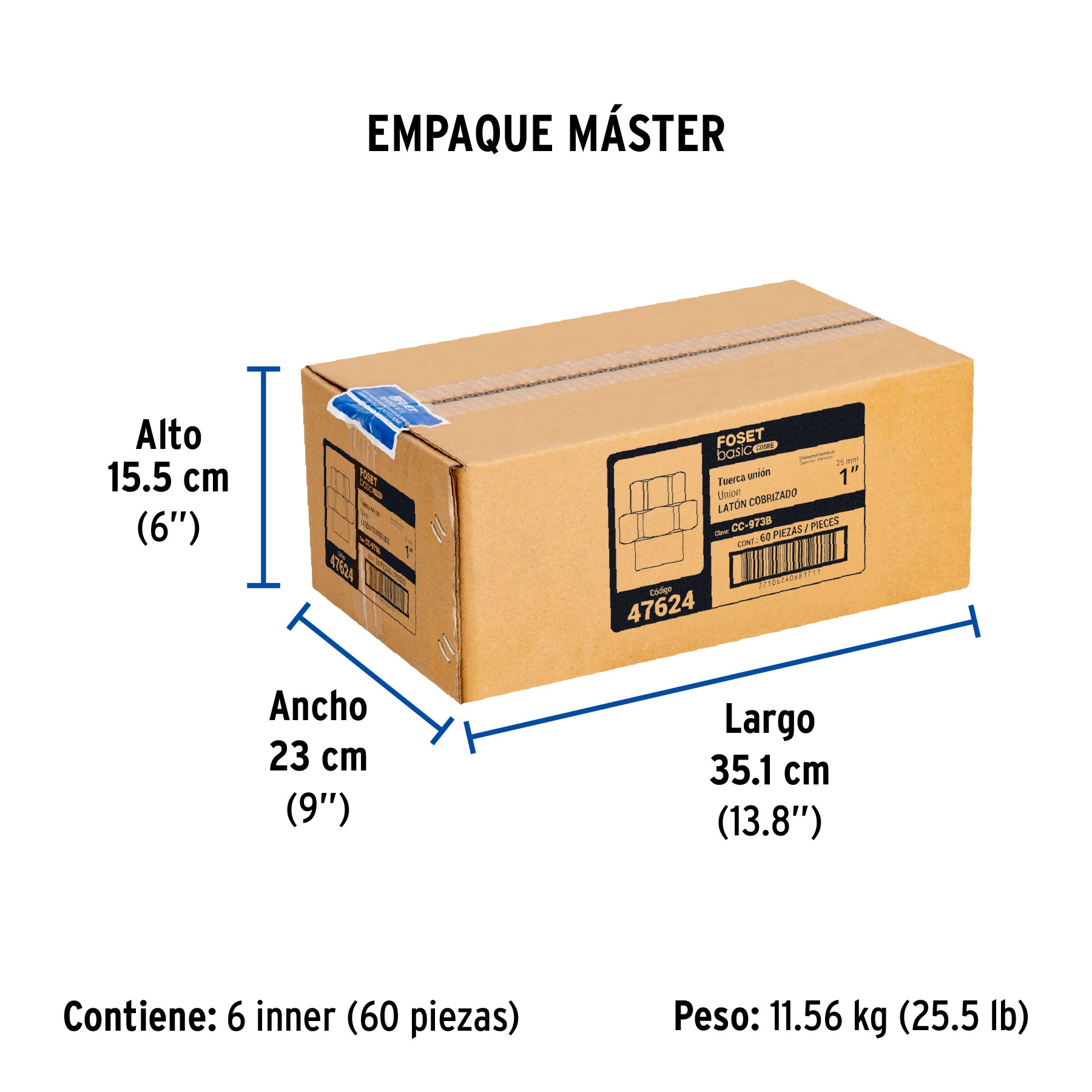 Tuerca unión de cobre, 1', Basic