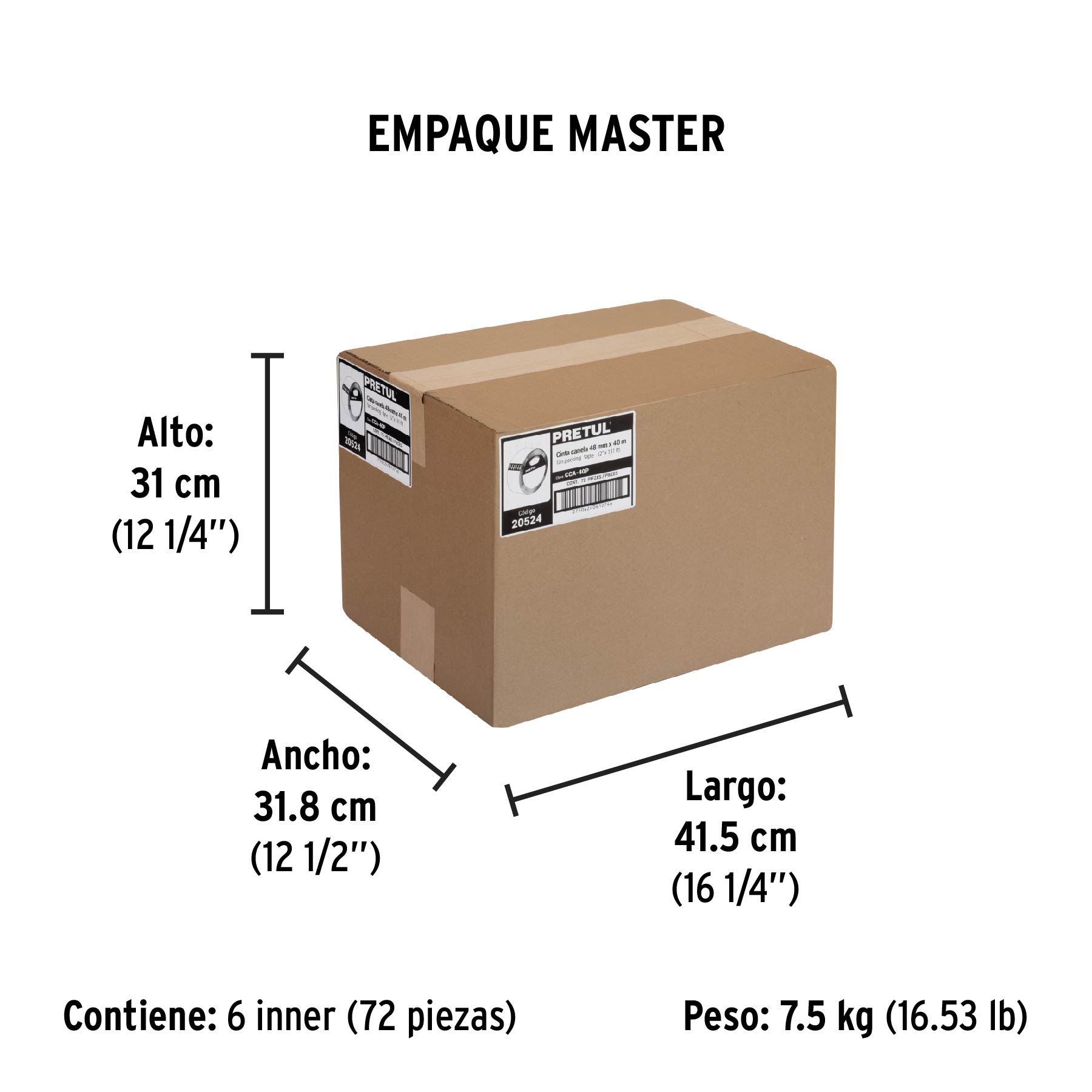 Cinta de empaque canela, 40 m, Pretul