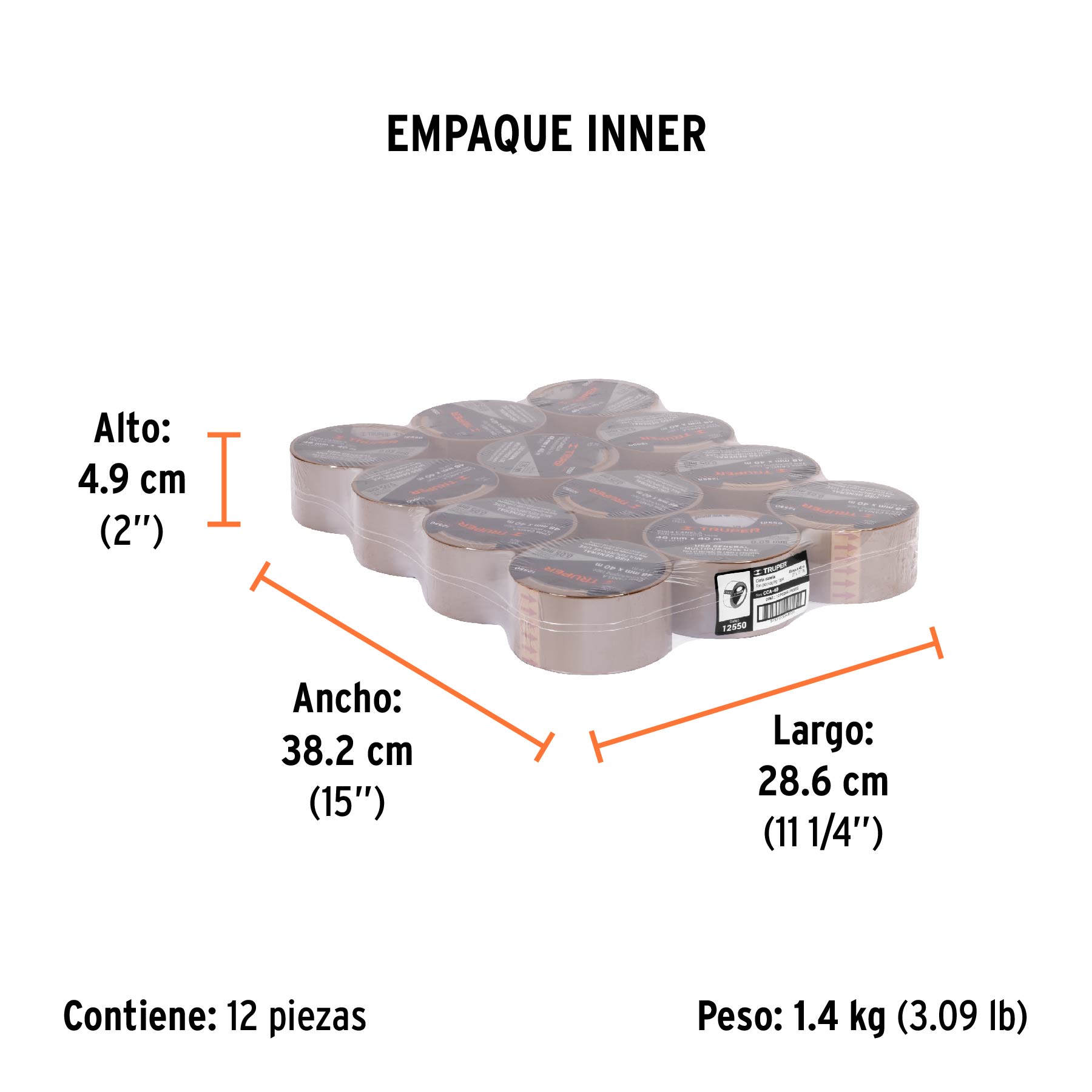 Cinta de empaque canela, 40m