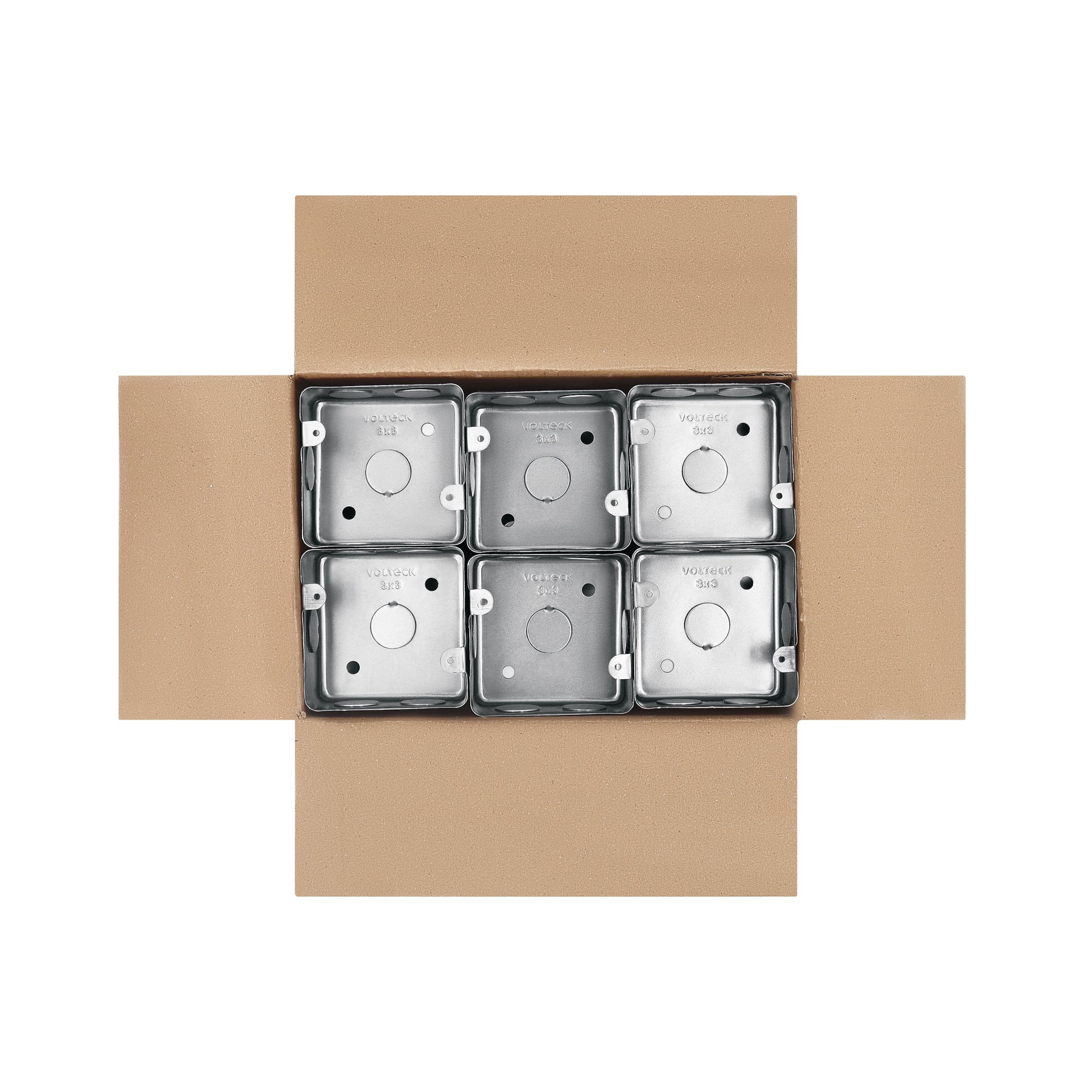 Caja de acero cuadrada 3x3", económica, Volteck