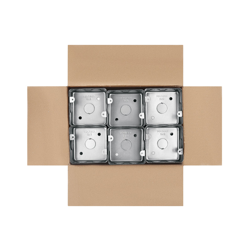 Caja de acero cuadrada 3x3", económica, Volteck
