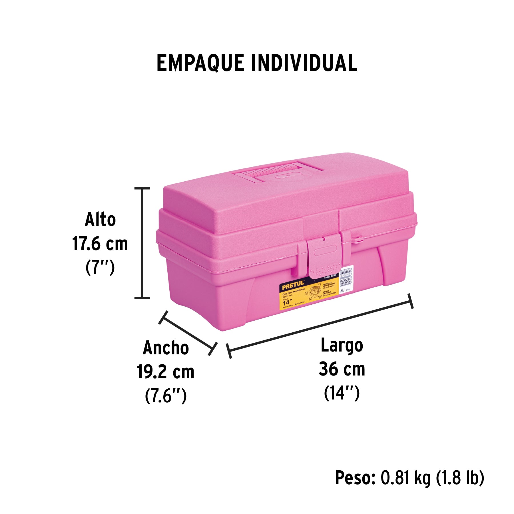 Caja cosmetiquera 14", rosa/morado, Pretul