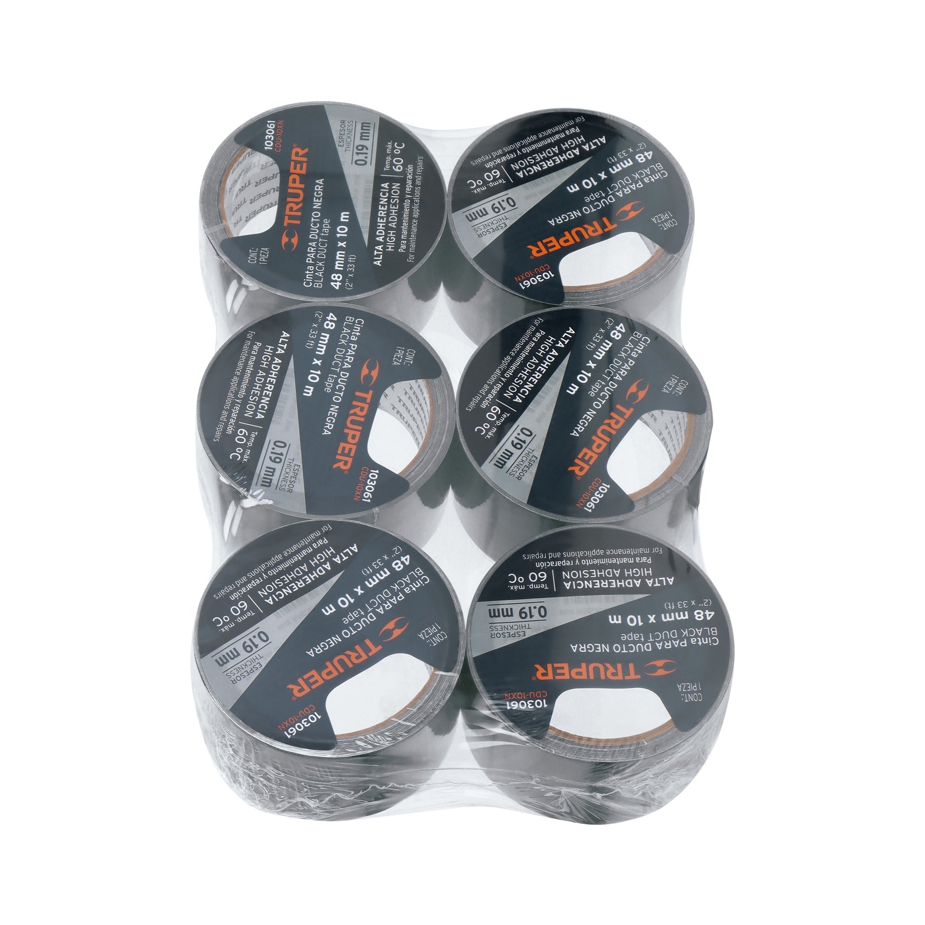 Cinta negra para ducto 10m x 48mm, espesor 0.19mm, Truper