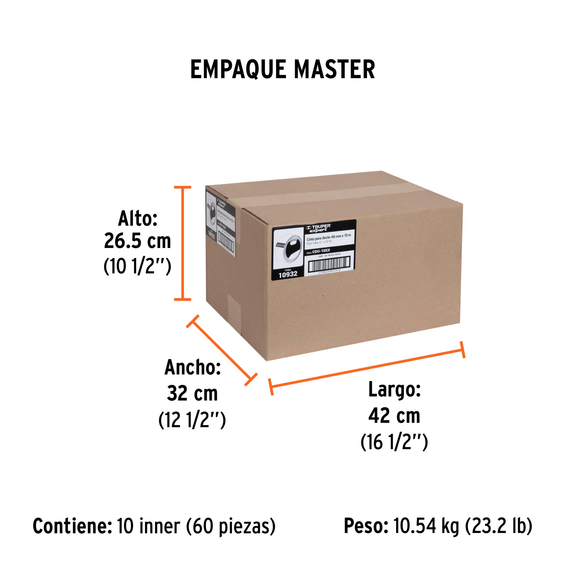 Cinta para ducto, 10 m, altas temperaturas, Truper Expert