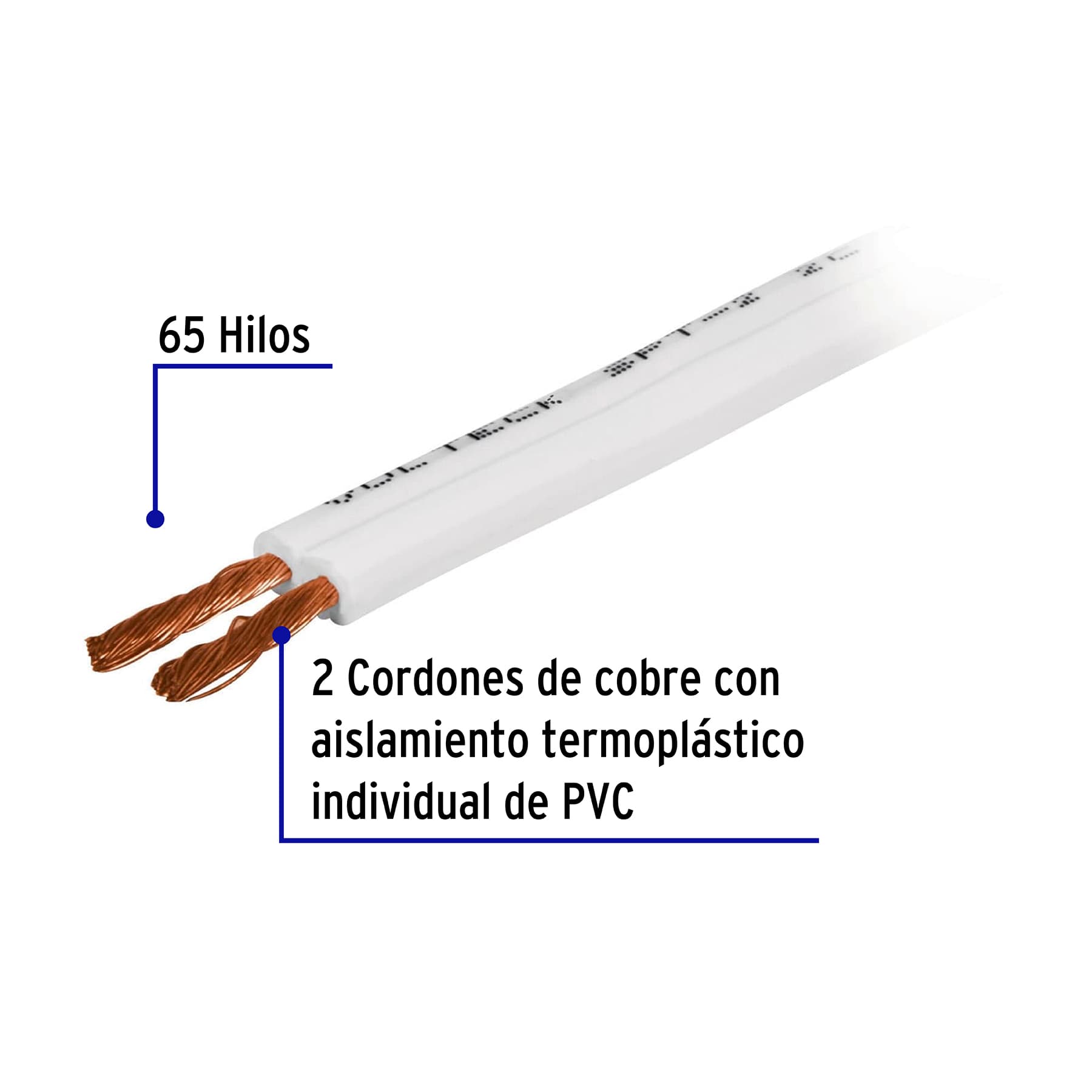 Cordón dúplex para extensiones, 12 AWG rollo 100 m