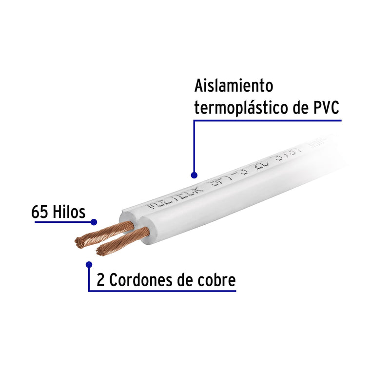Cordón duplex flexible SPT, 12 AWG rollo 100 m