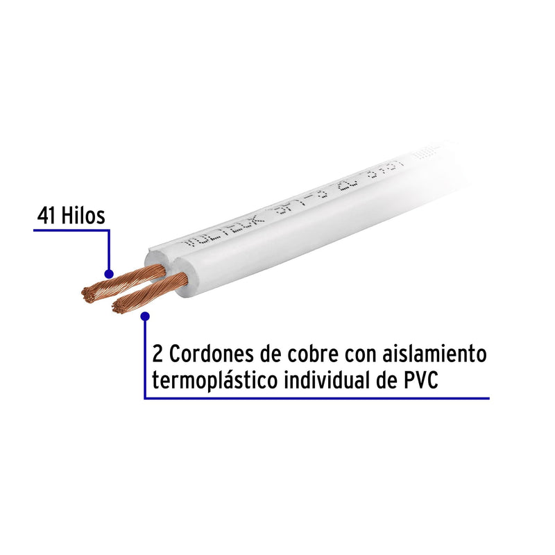 Carrete con 10 m cordón dúplex flexible SPT 14 AWG, Volteck