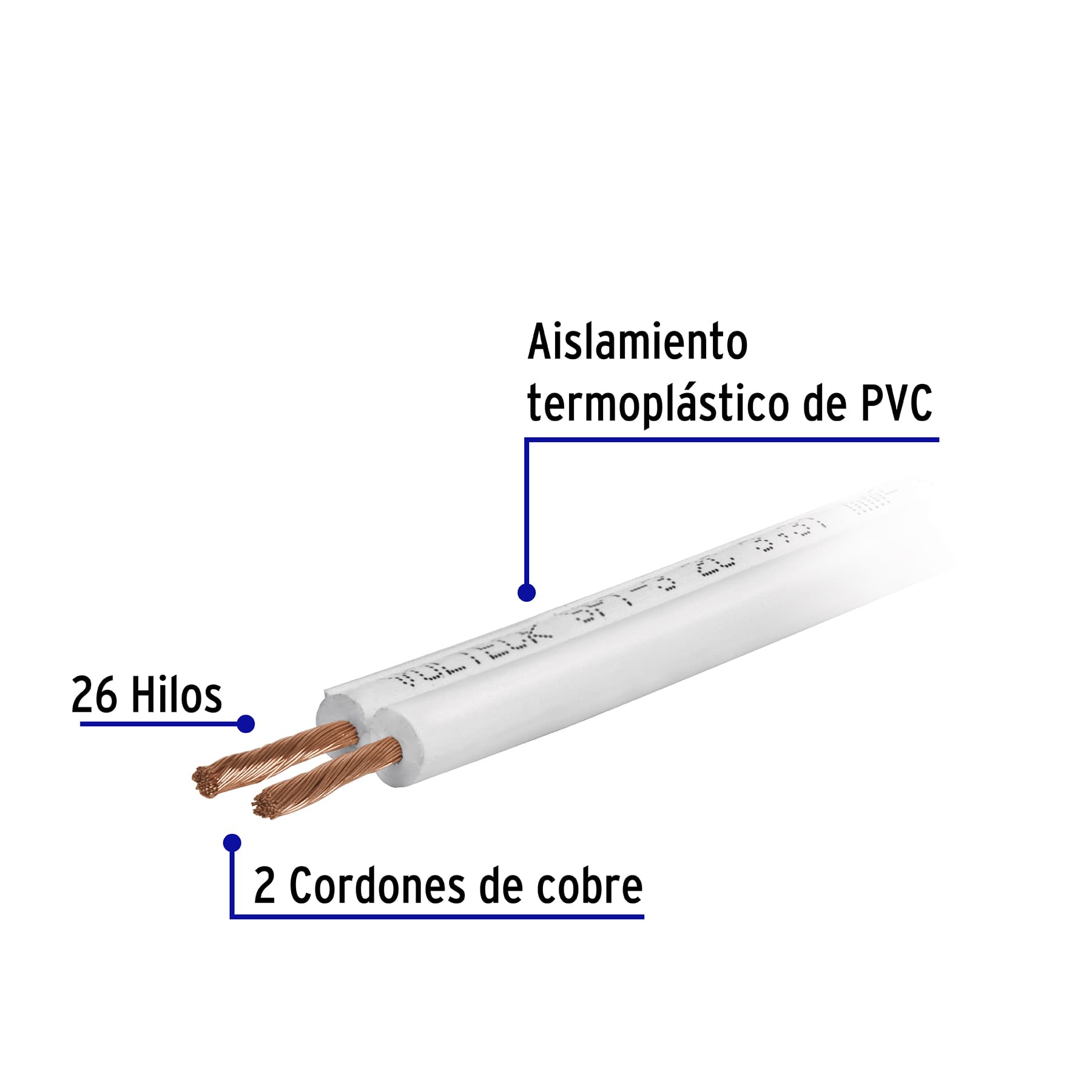 Cordón duplex flexible SPT, 16 AWG rollo 100 m