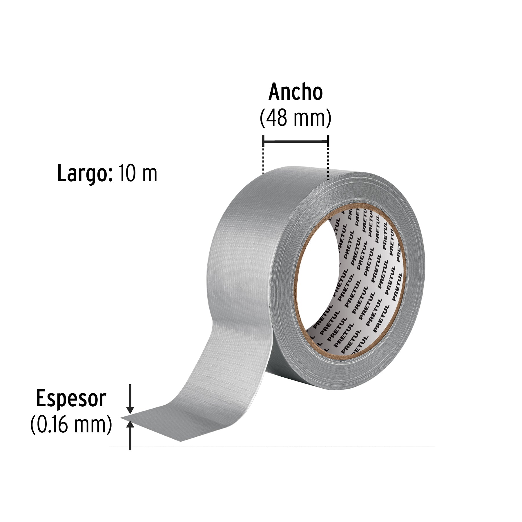 Cinta para ducto, 30 m, Pretul