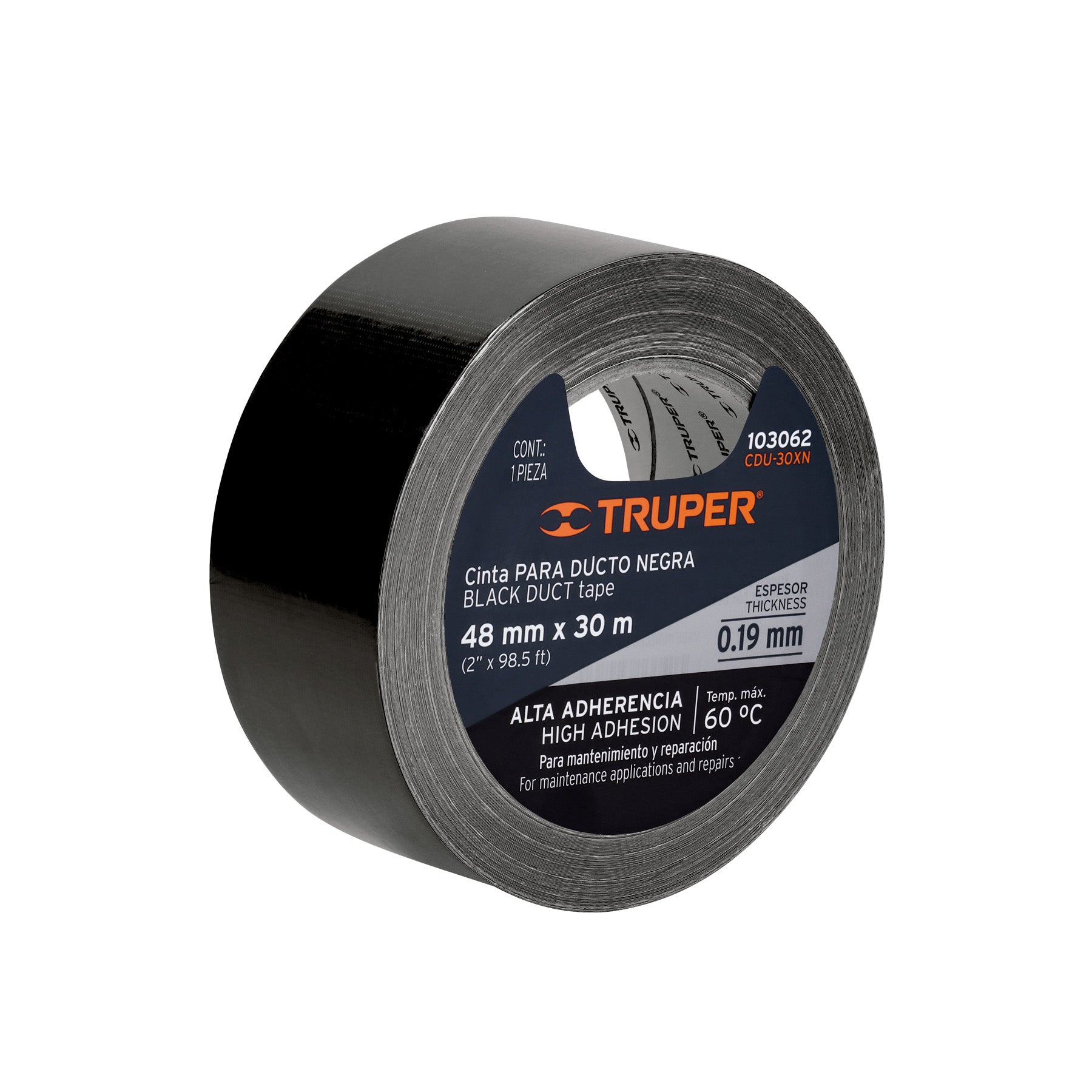 Cinta negra para ducto 30m x 48mm, espesor 0.19mm, Truper