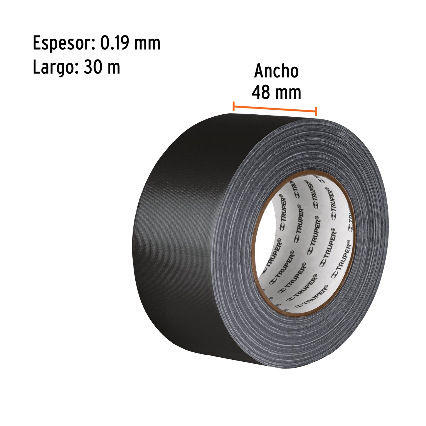 Cinta negra para ducto 30m x 48mm, espesor 0.19mm, Truper