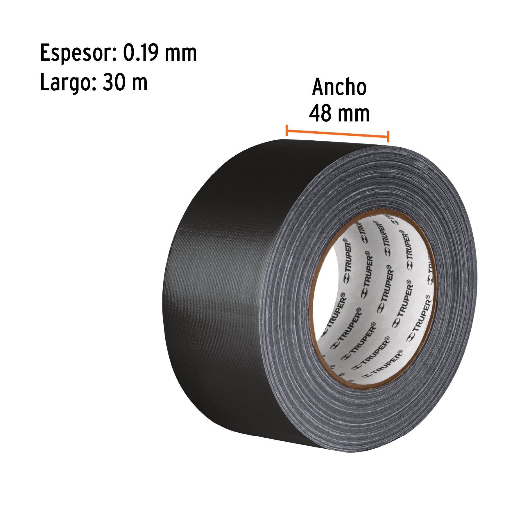 Cinta negra para ducto 30m x 48mm, espesor 0.19mm, Truper