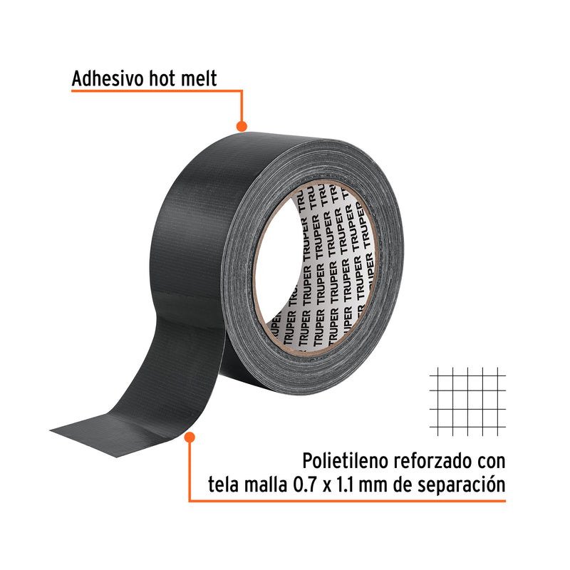 Cinta negra para ducto 30m x 48mm, espesor 0.19mm, Truper
