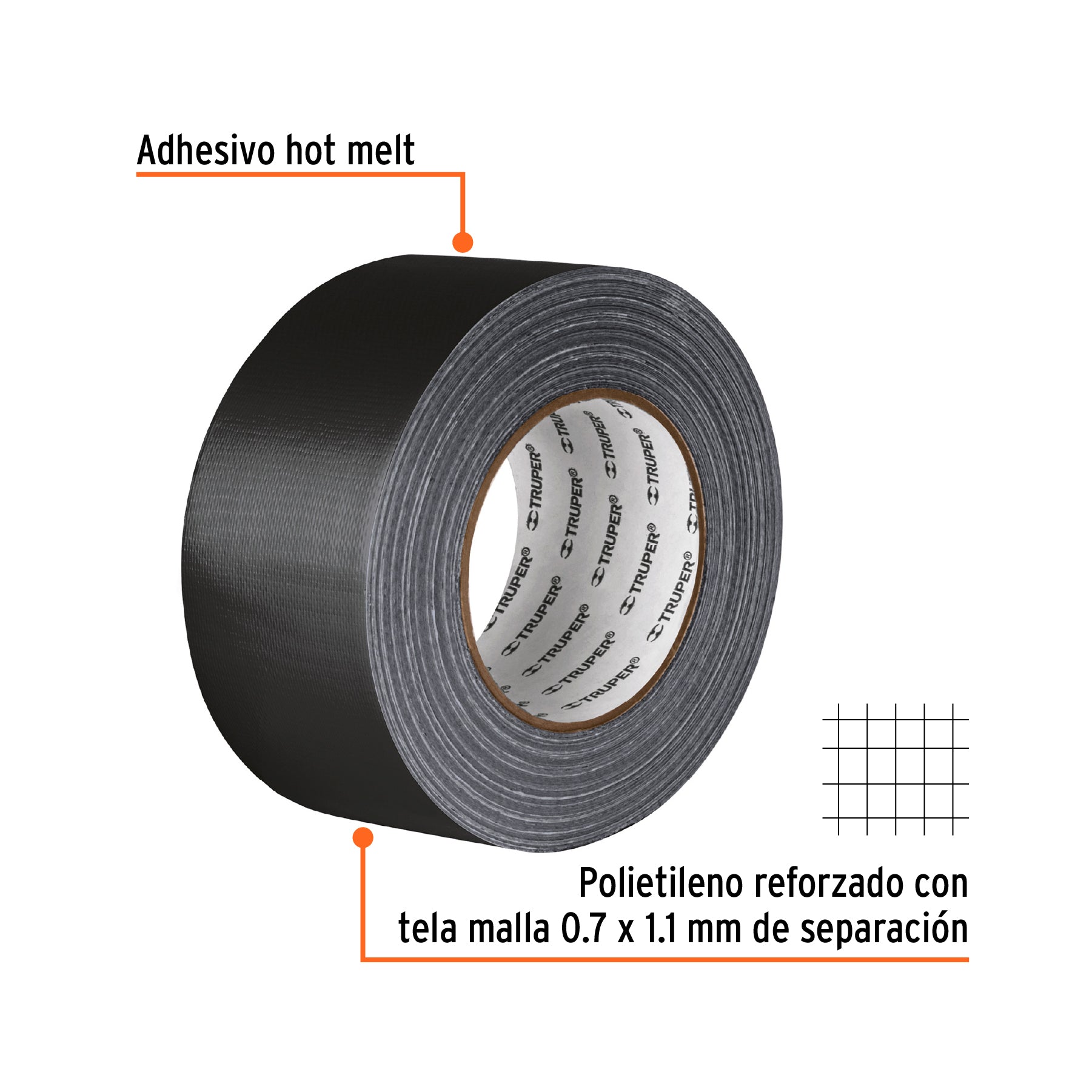 Cinta negra para ducto 30m x 48mm, espesor 0.19mm, Truper