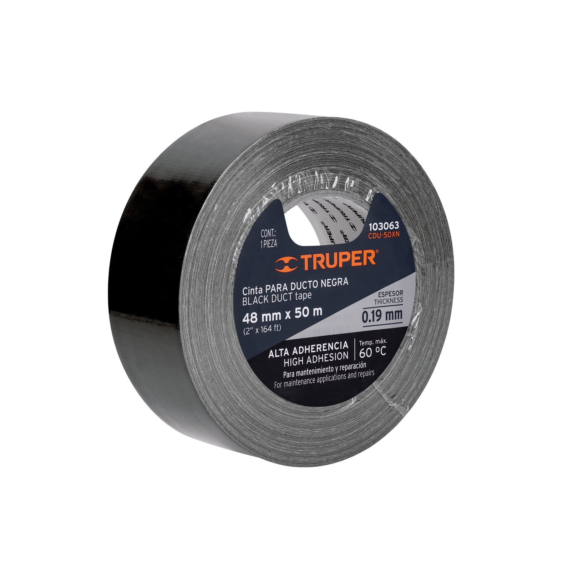 Cinta negra para ducto 50m x 48mm, espesor 0.19mm, Truper