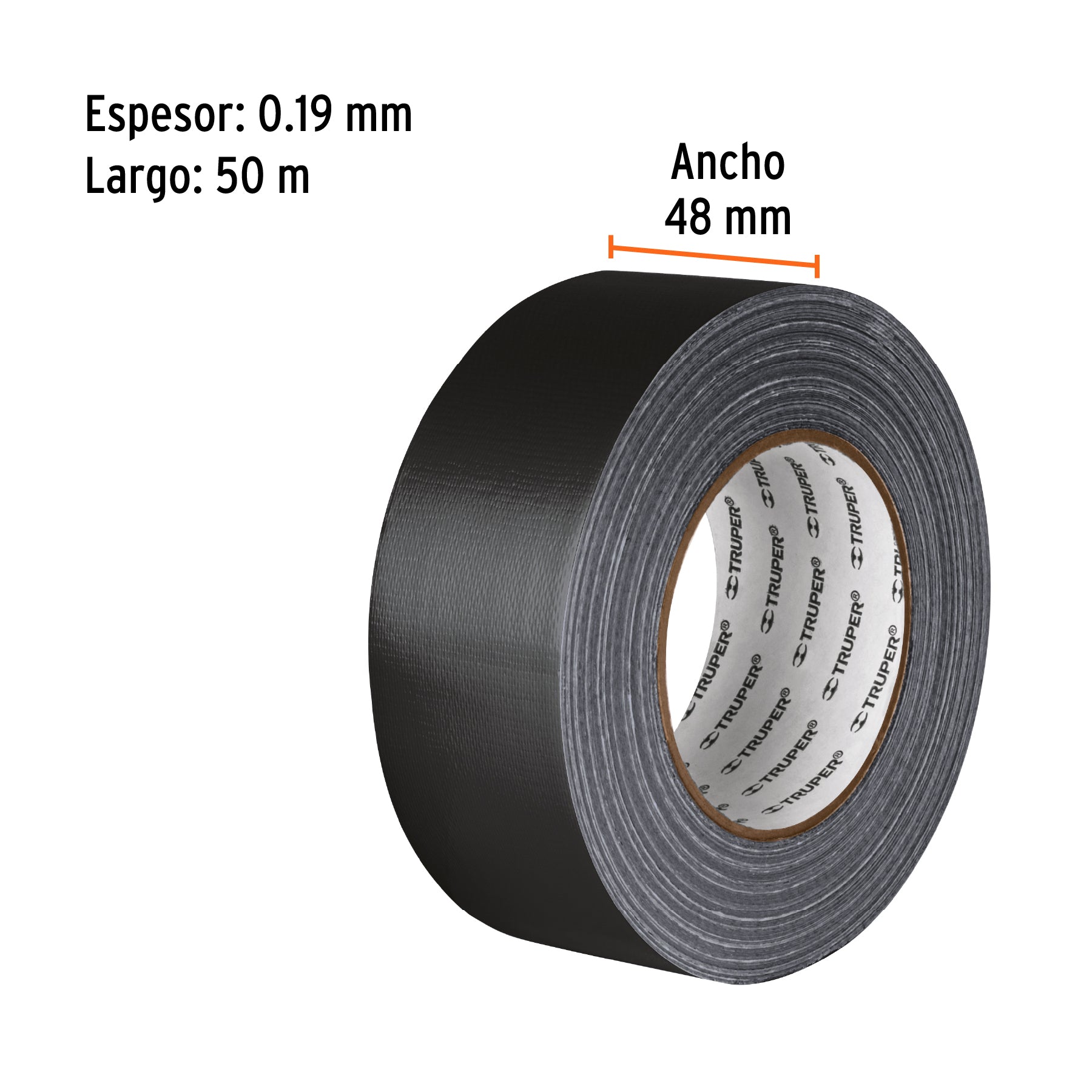 Cinta negra para ducto 50m x 48mm, espesor 0.19mm, Truper