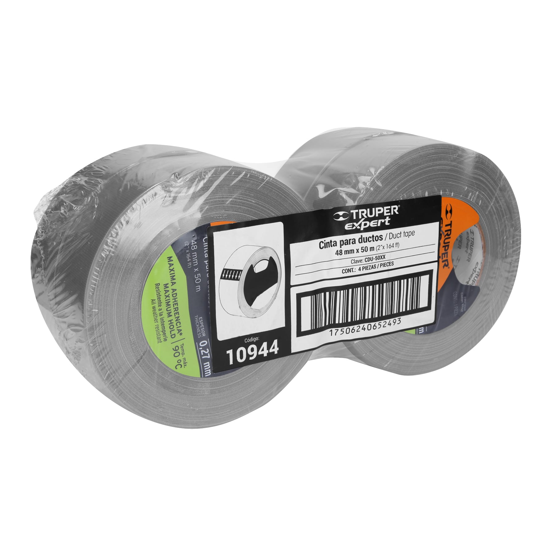 Cinta para conducto 50m x 48mm, espesor 0.27mm, EXPERT