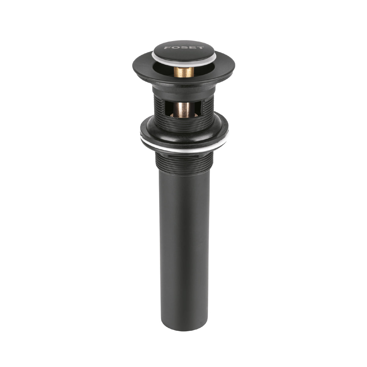 Contra p/lavabo, 1-1/4', con rebosadero, push, latón, negro