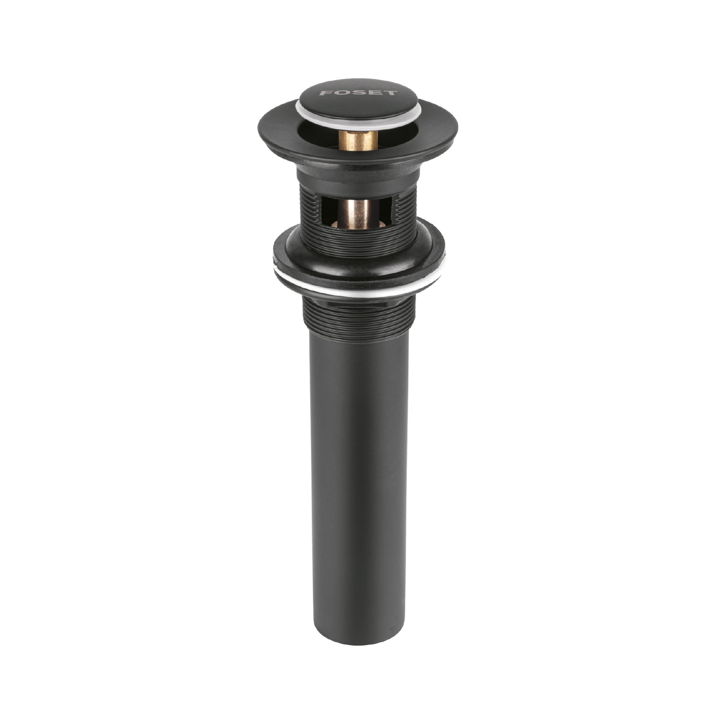 Contra p/lavabo, 1-1/4', con rebosadero, push, latón, negro