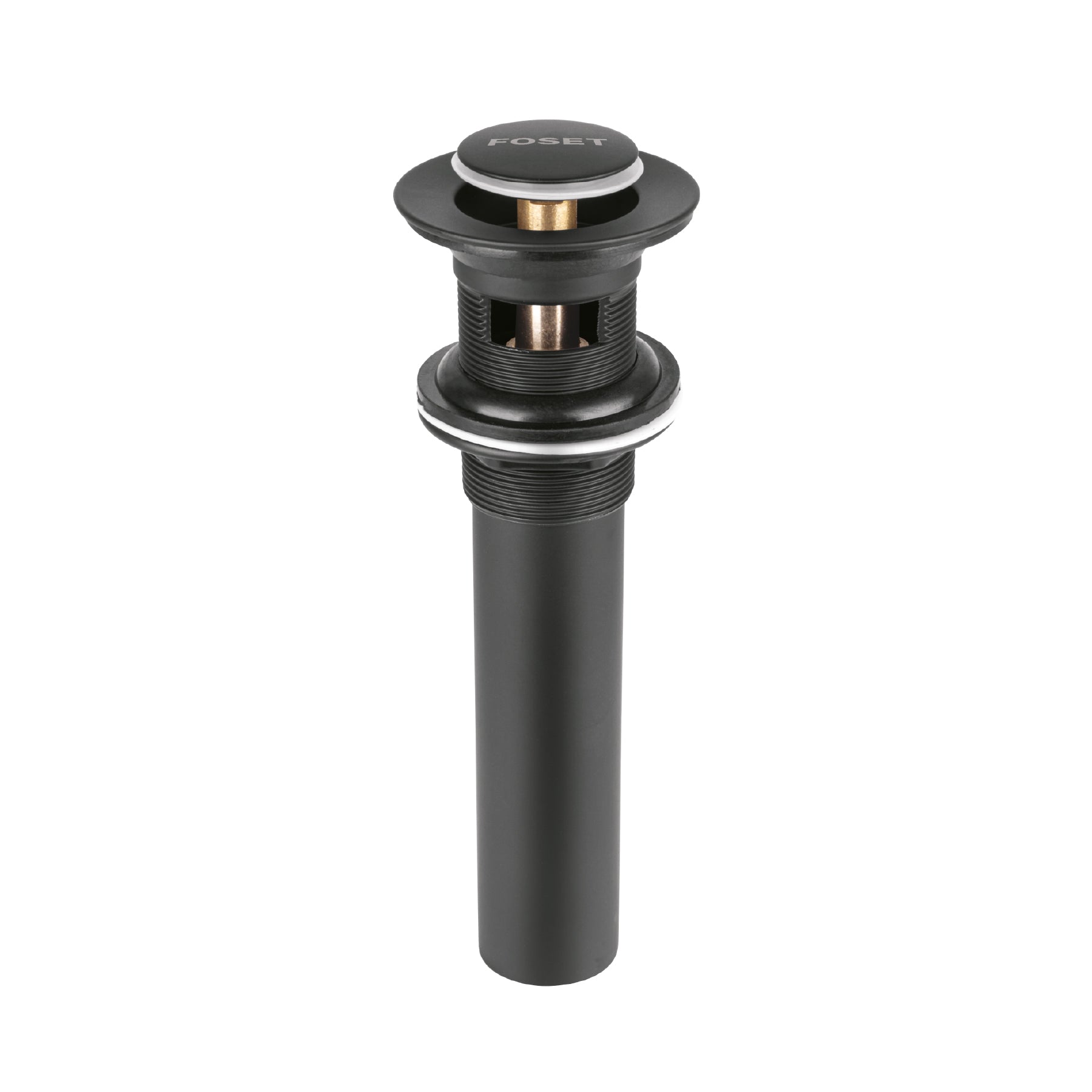 Contra p/lavabo, 1-1/4', con rebosadero, push, latón, negro