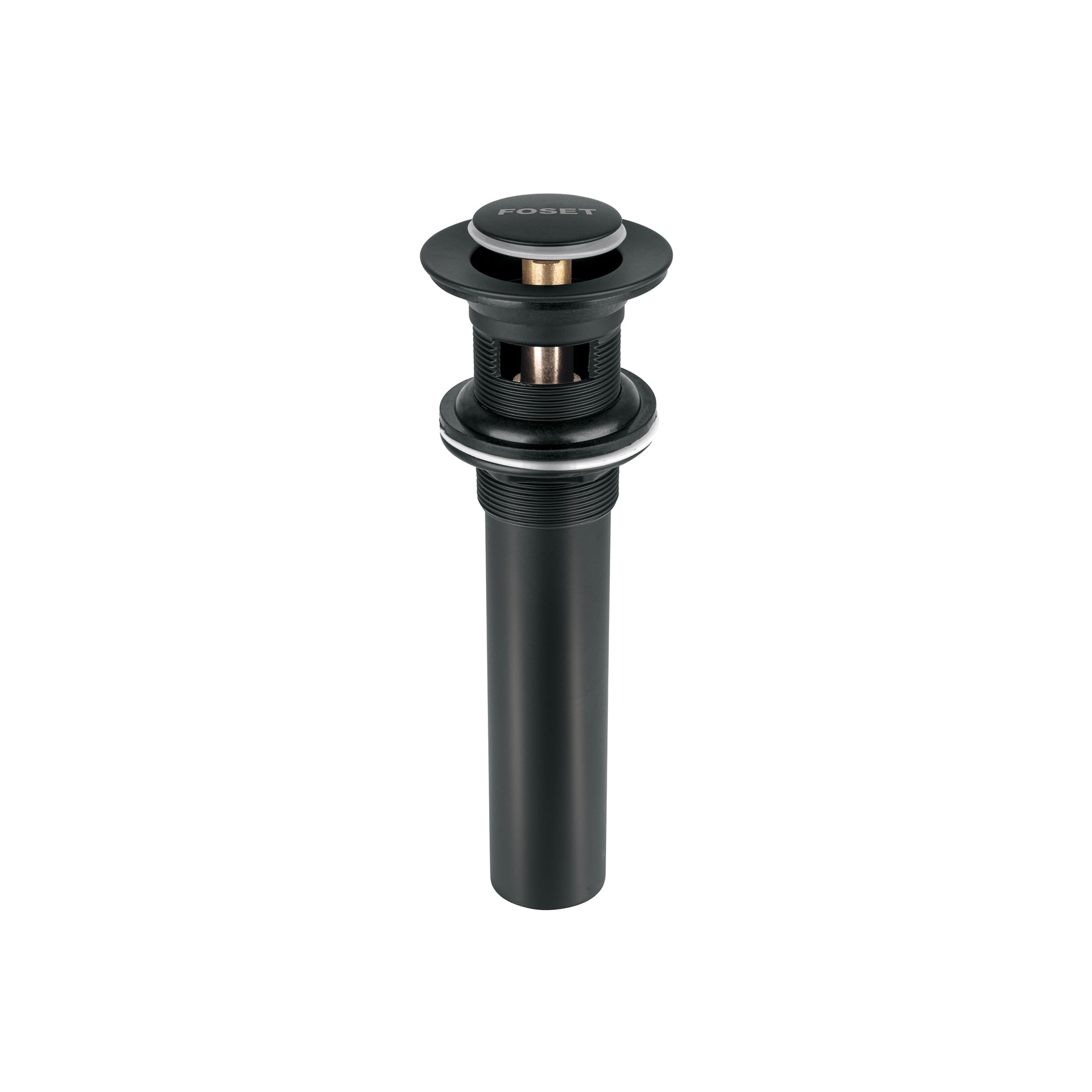 Contra p/lavabo, 1-1/4', con rebosadero, push, latón, negro