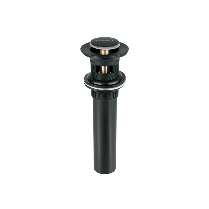 Contra p/lavabo, 1-1/4', con rebosadero, push, latón, negro