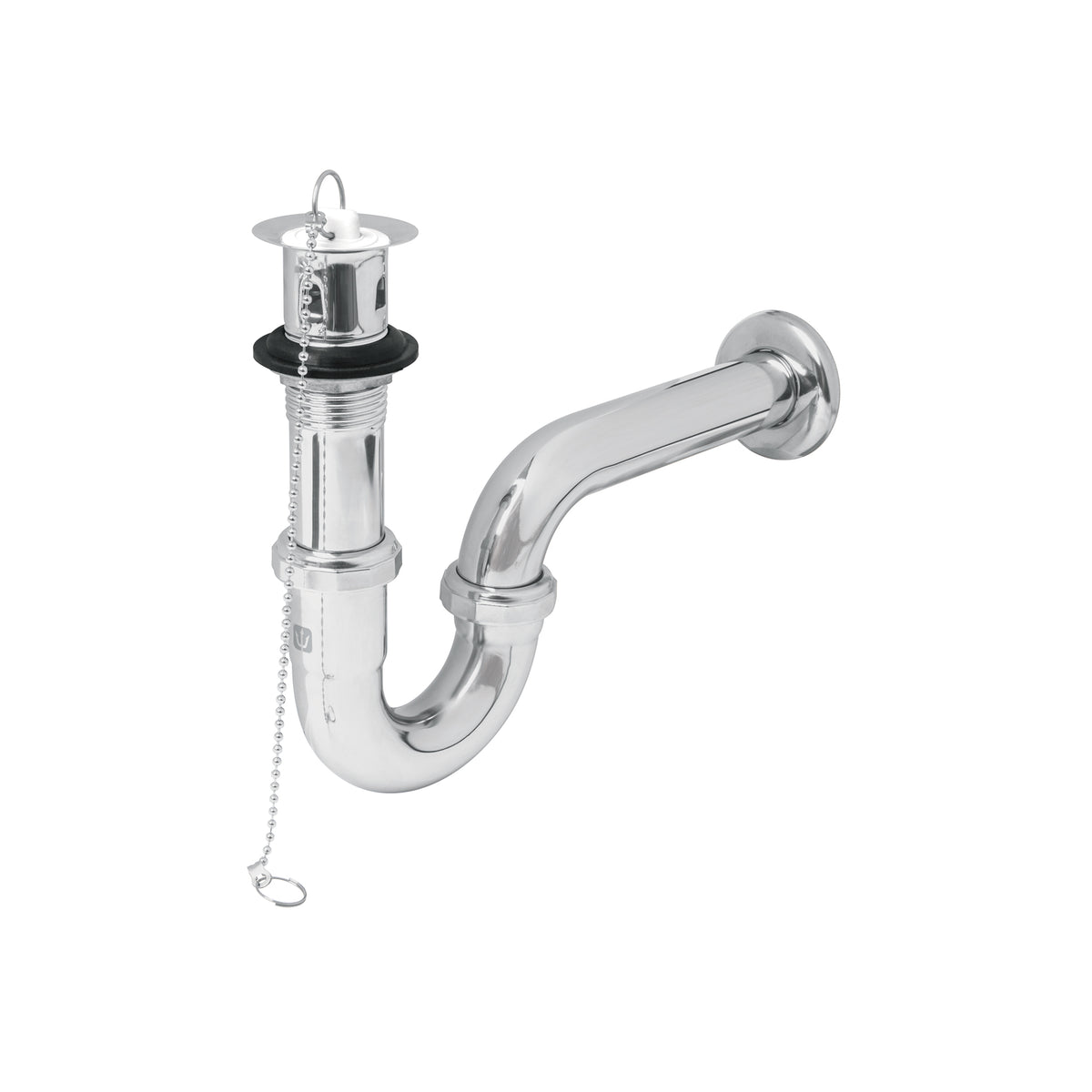 Céspol p/lavabo latón c/contra, tapón y cadena, cromo,1-1/4"