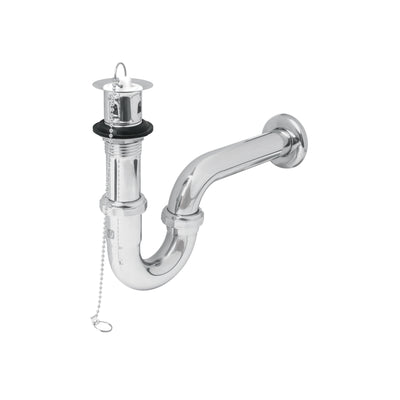 Céspol p/lavabo latón c/contra, tapón y cadena, cromo,1-1/4"