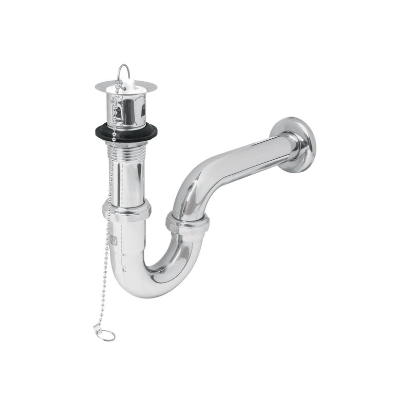 Céspol p/lavabo latón c/contra, tapón y cadena, cromo,1-1/4"