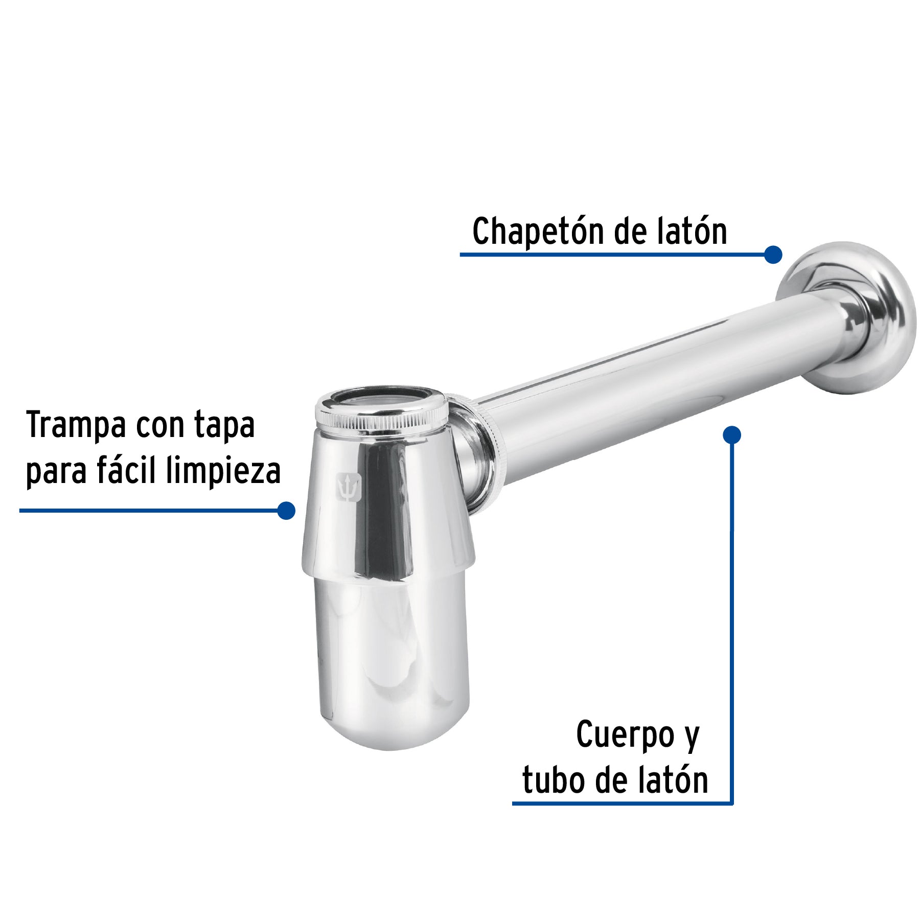 Céspol de bote para lavabo sin contra, cromo, 1-1/4"