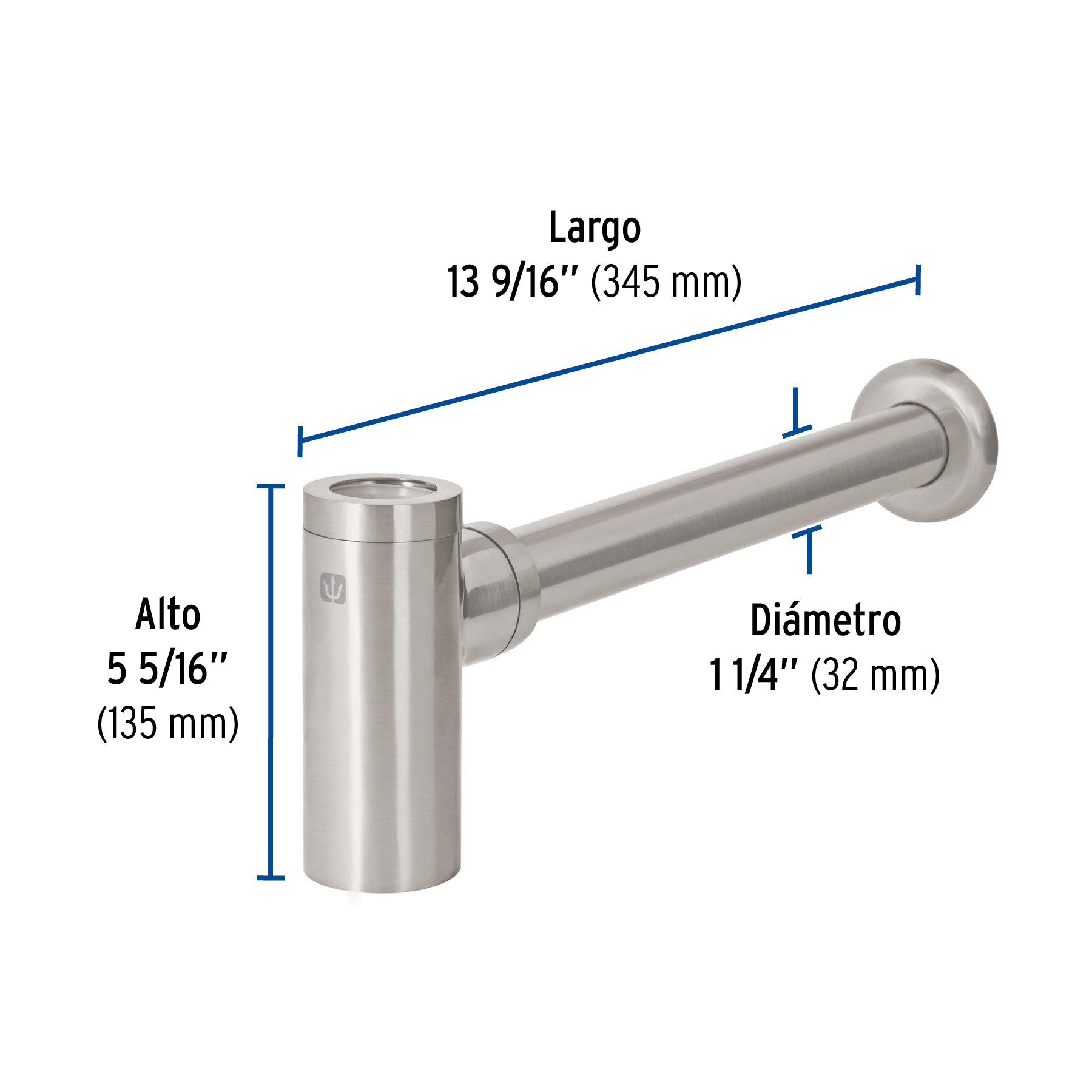 Céspol de bote p/lavabo minimalista s/contra, satín, 1-1/4"