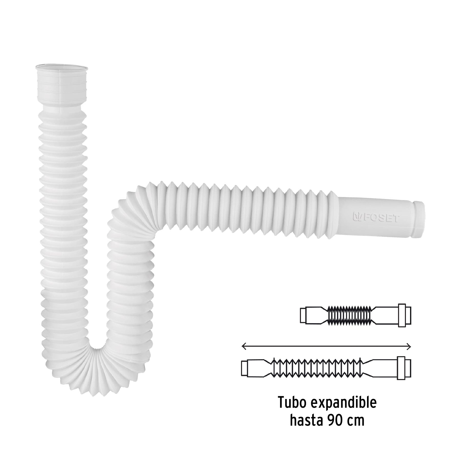 Céspol flexible p/lavabo y fregadero, polipropileno, blanco
