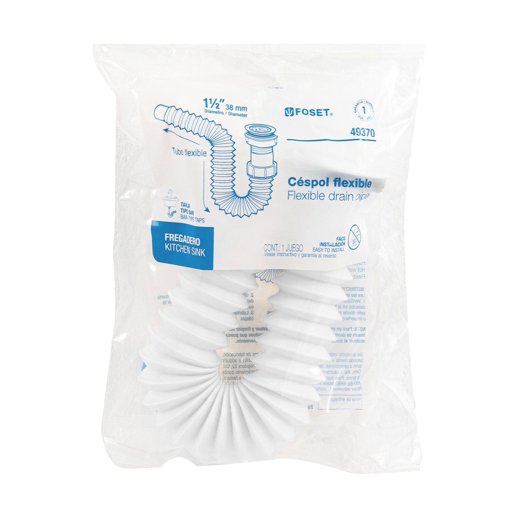 Céspol flexible p/fregadero c/contra 2 1/2", polipr, 1-1/2"