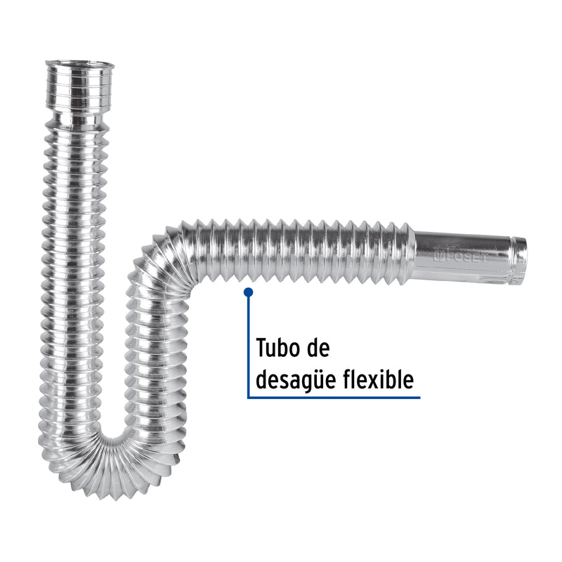 Céspol flexible p/lavabo y fregadero, polipropileno, cromo