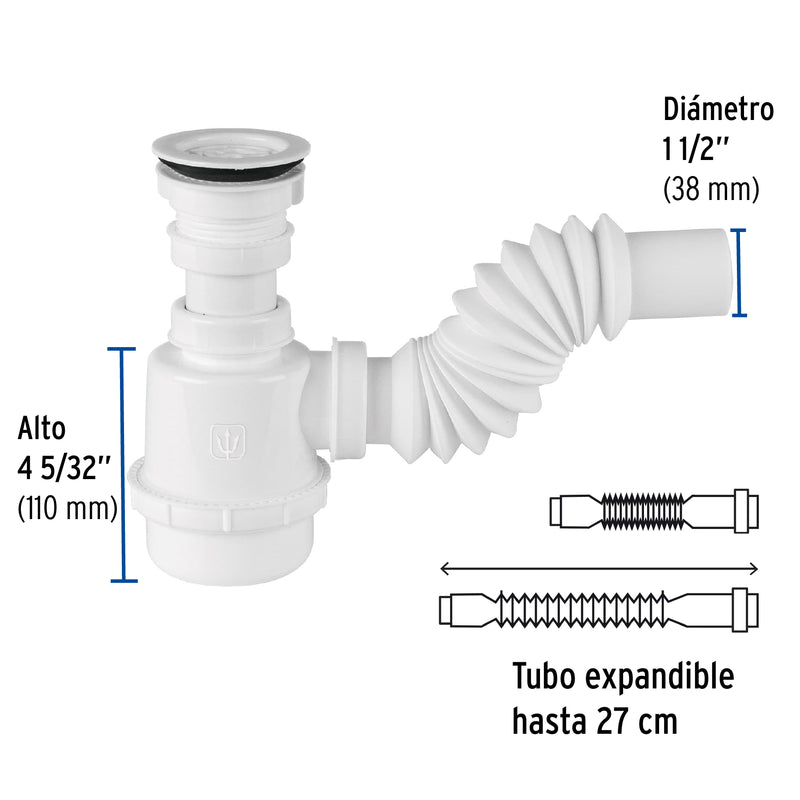Céspol de bote p/fregadero c/contra 2 1/2", polipr, 1-1/2"