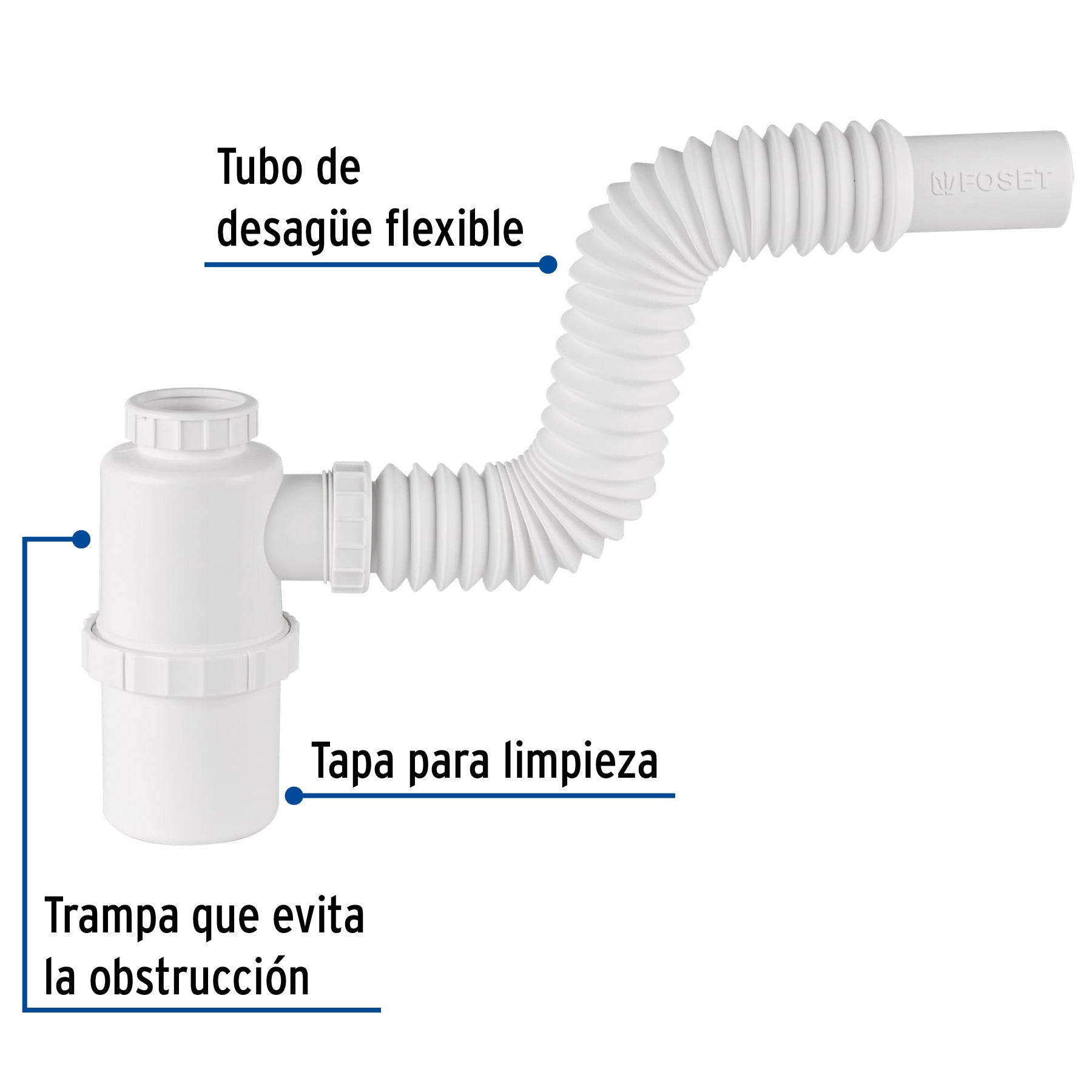 Céspol de bote p/fregadero s/contra, polipropileno, 1-1/2"