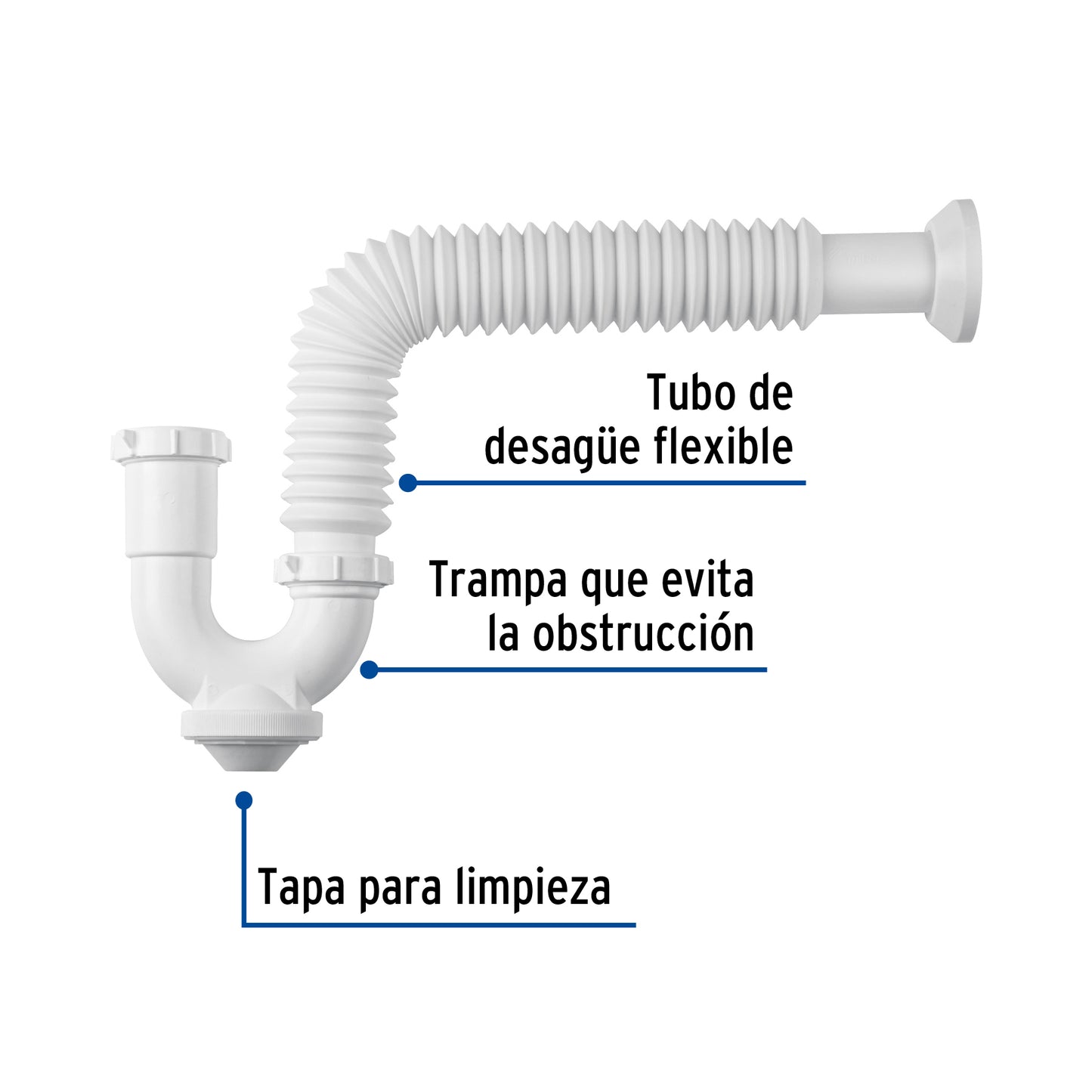 Céspol rígido p/fregadero s/contra, polipropileno, 1-1/2'