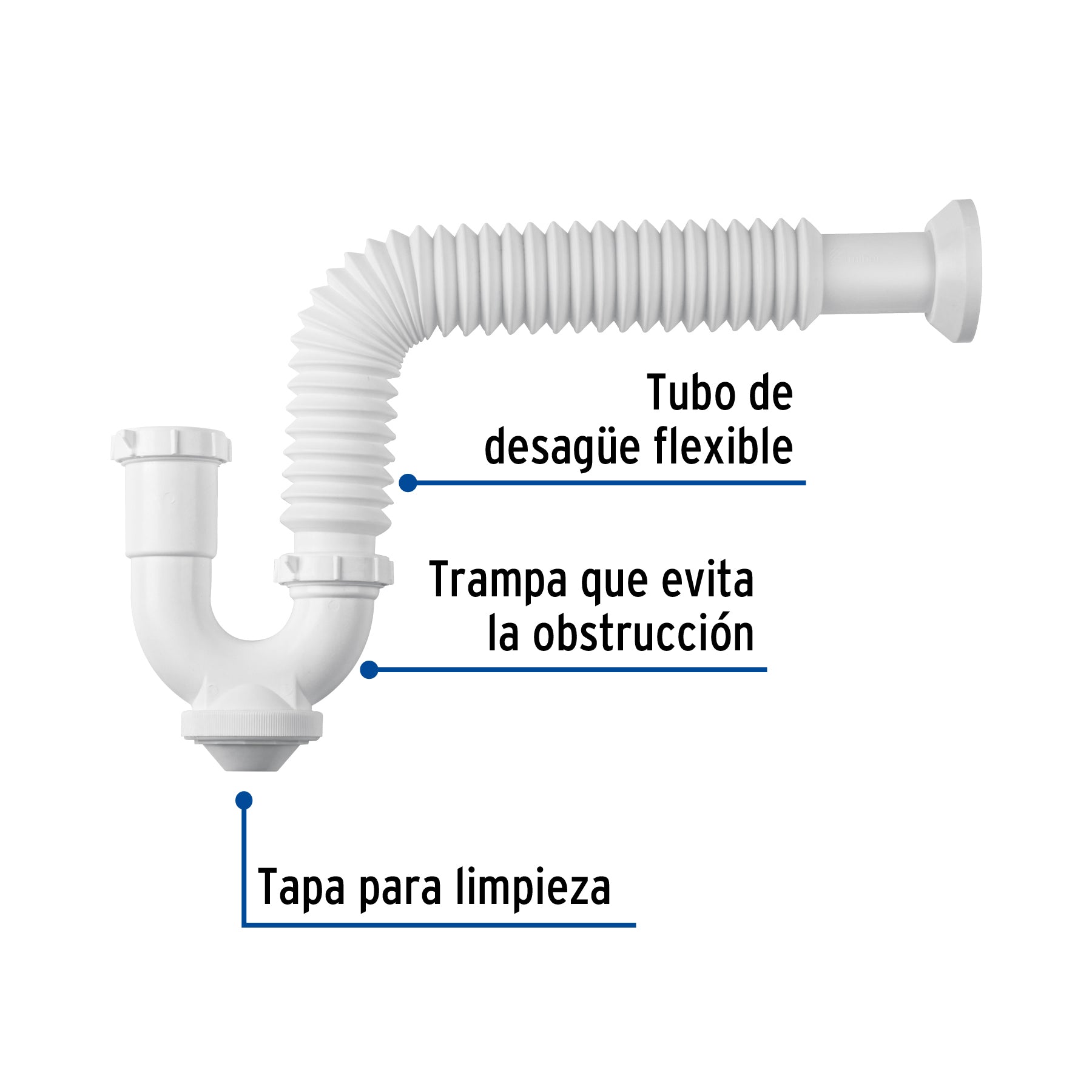 Céspol rígido p/fregadero s/contra, polipropileno, 1-1/2'