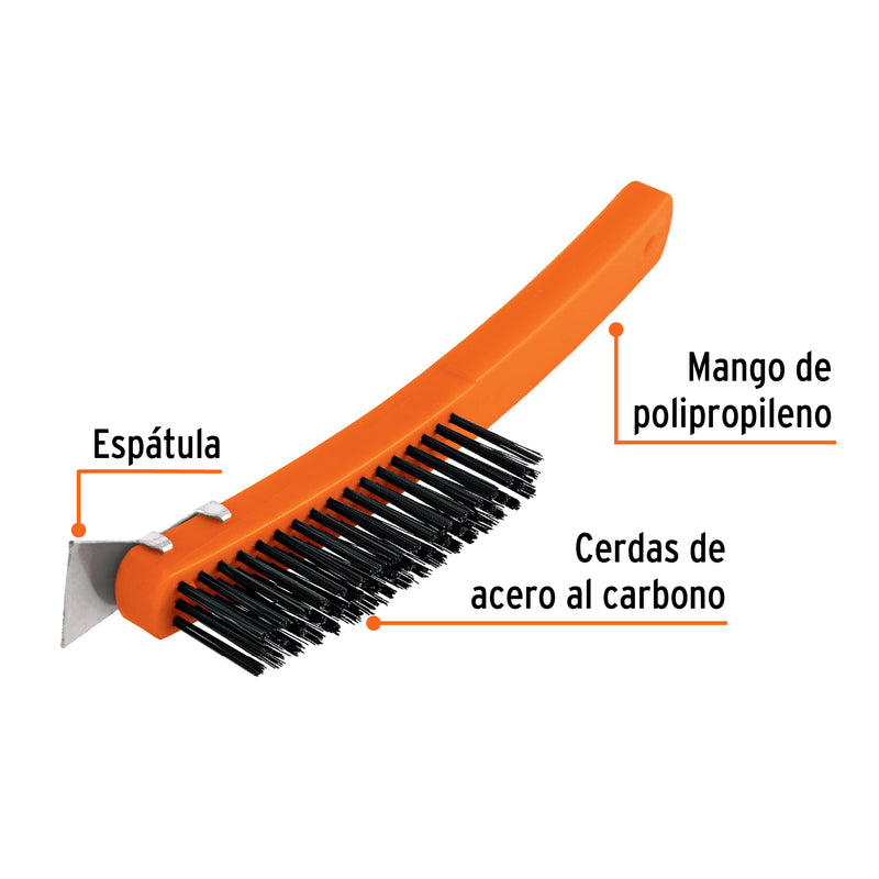 Cepillo de alambre con espátula, acero carbono, 51 pinceles